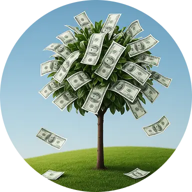 Árbol con billetes
